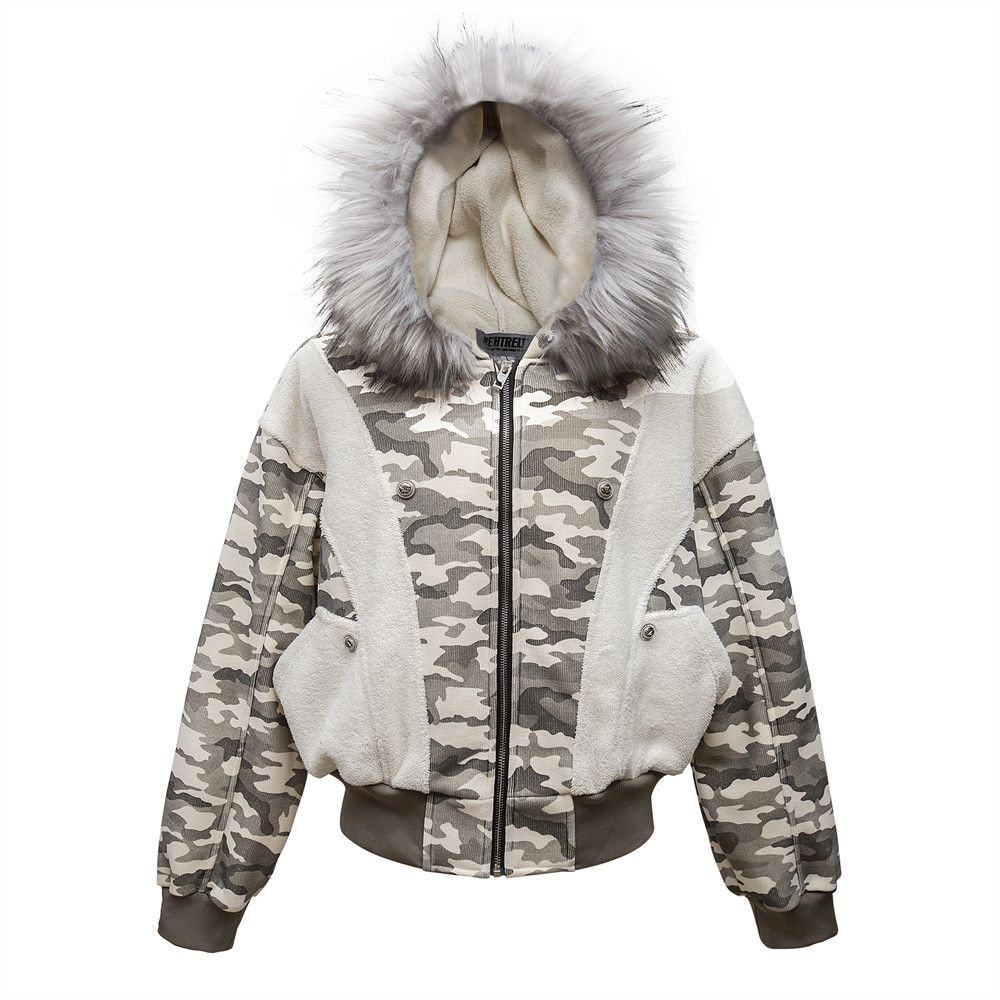 Fur Collar Hooded Cotton Trendy Brand Men's Loose Camouflage Deconstructed Patchwork Thickened Workwear Jacket Winter_voghion.com