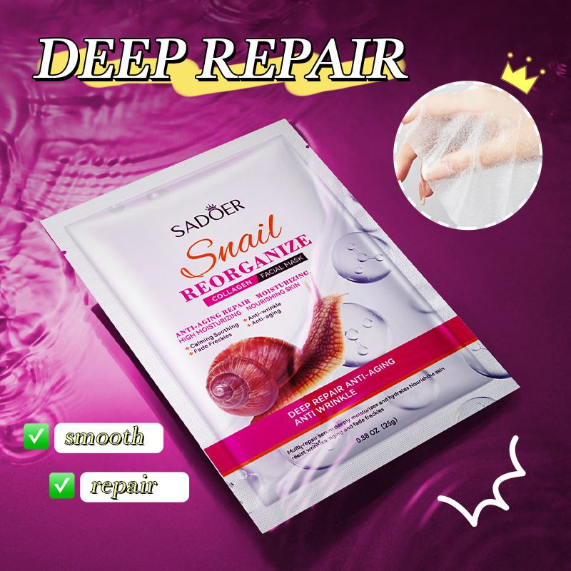 Full English Snail Mask 25g SADOER Collagen Hydrating Moisturizing Sheet Pack_voghion.com