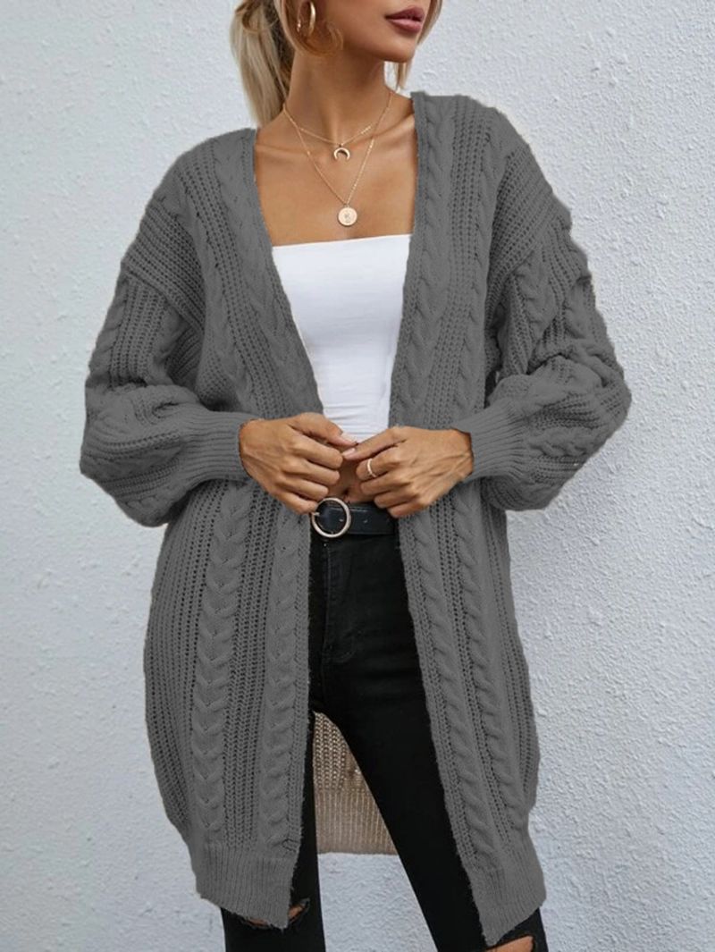 Cappotto maglione cardigan floreale a maniche lunghe da donna, sciolto, casual, autunnale, con scollo a V_voghion.com