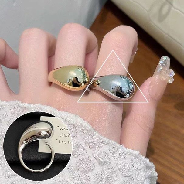 Minimalistischer Waterdrop Ri, geometrische glatte Oberfläche für Damen, vielseitiger Ins-Stil, Nischenmode, personalisiertes offenes Ende_voghion.com