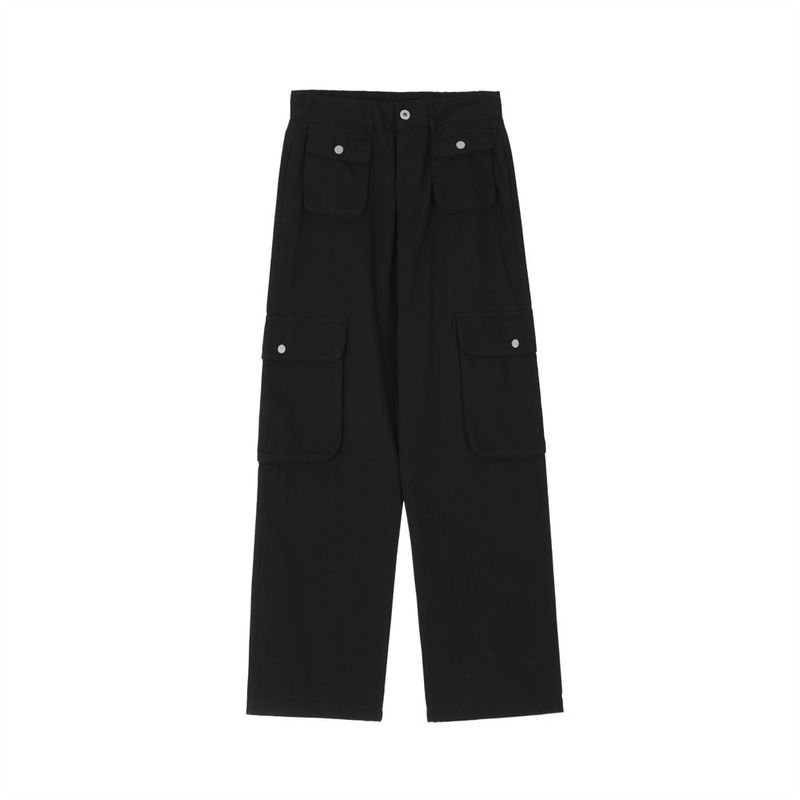 Einfache, einfarbige Cargohose für Herren mit mehreren Taschen_voghion.com