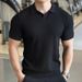 Herrenbekleidung Sommer Revers Kurzarmpullover Herren Polokragen Leichtes Business Slim Casual Cooles Einfarbiges Hemd_voghion.com