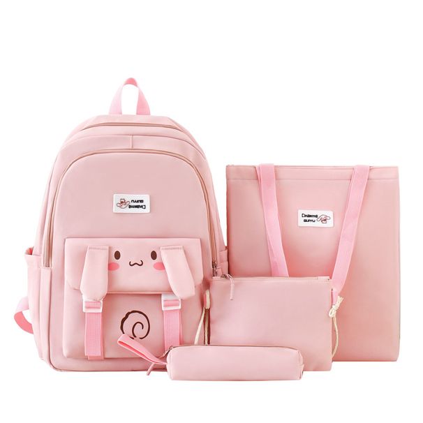 Sacs à dos pour enfants, cartable pour femmes, nouveau style, tendance, tout assorti, ensemble de quatre pièces, cartable pour élèves du primaire et du secondaire_voghion.com