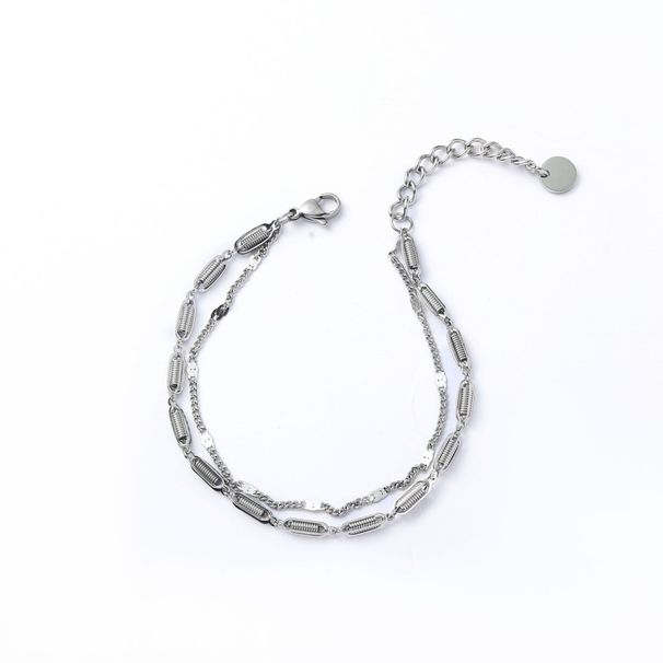 Bracciale semplice e versatile in acciaio al titanio a doppio strato per donna in estate, leggero, Ins, Hip Hop alla moda per uomo_voghion.com