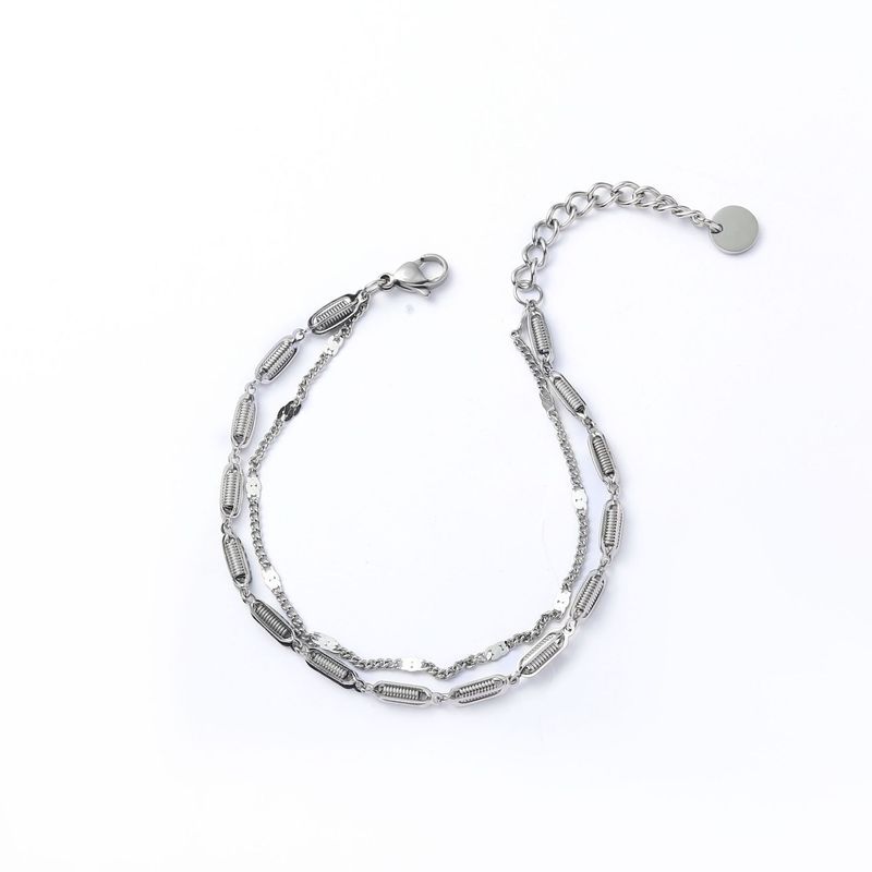 Simple And Versatile Double Layer Stacked Titanium Steel Bracelet For Women In Summer, Light Luxury, Ins, Men's Trendy Hip Hop Personality Jewelry_voghion.com