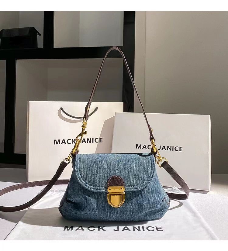 Herbst Hohe Qualität Blau Denim Platz Frauen Mode Handtasche Schulter Messenger Dame Geldbörse Weiblichen Unterarm Tasche Achselhöhle_voghion.com