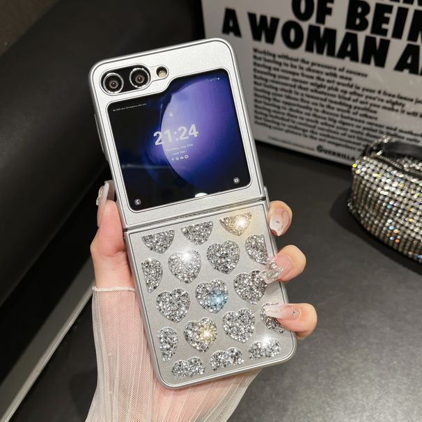 For Samsung Galaxy Z Flip 3 4 5 5G Flip4 Luxury Diamond Heart Crystal Phone Case Cover_voghion.com