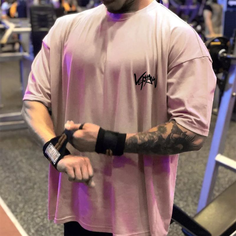 Maglietta sportiva estiva da uomo, oversize, in cotone, per allenamento, corsa, palestra, girocollo, da donna, a maniche corte, stile streetwear._voghion.com