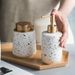 Nordic Terrazzo Ceramic Dispenser Bottle Set – Refillable Soap, Shampoo & Lotion Pump Bottles (3-Piece, Handmade Matte Glaze, Hotel & Home Decor)_voghion.com