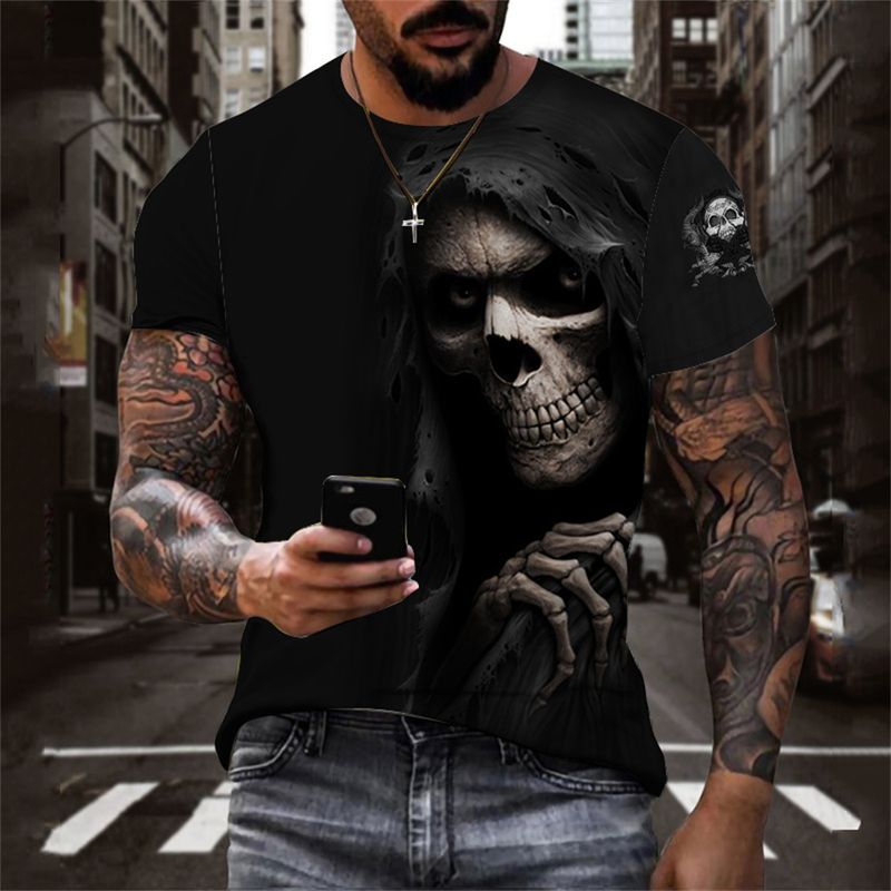 Camiseta estampada 3DT, ropa de verano, camiseta informal de manga corta con cuello redondo para hombre, marea de media manga para jóvenes, talla grande_voghion.com