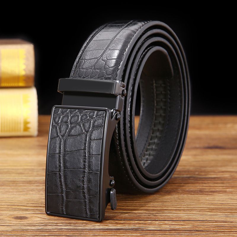 Herenriem Krokodillenpatroon Schors Automatische leren gespriem Zakelijk Nieuw Krasbestendig Casual riem_voghion.com