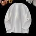 Men's Oversized Textured Long Sleeve T-Shirt – Drop Shoulder Crewneck Layering Tee (White/Black, M-3XL)_voghion.com