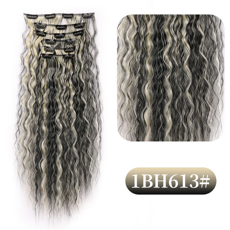 wool curl clip hair wig corn perm 6 piece set chemical fiber wig piece female water ripple hair extension piece_voghion.com