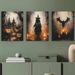 Halloween Ghost Bat Night Scene Witch Pumpkin Party Art Canvas Poster Set Decoration Core_voghion.com