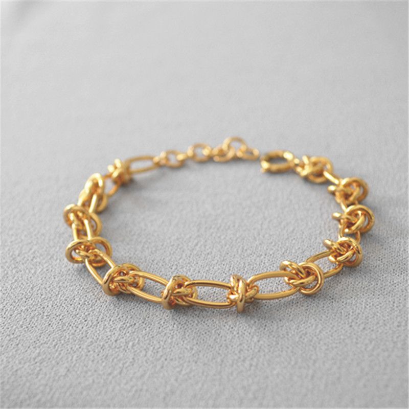 Bracciale INS minimalista hip-hop dolce e fresco con fibbia a catena con nodo a spina, personalità semplice e facile da abbinare, misura regolabile._voghion.com