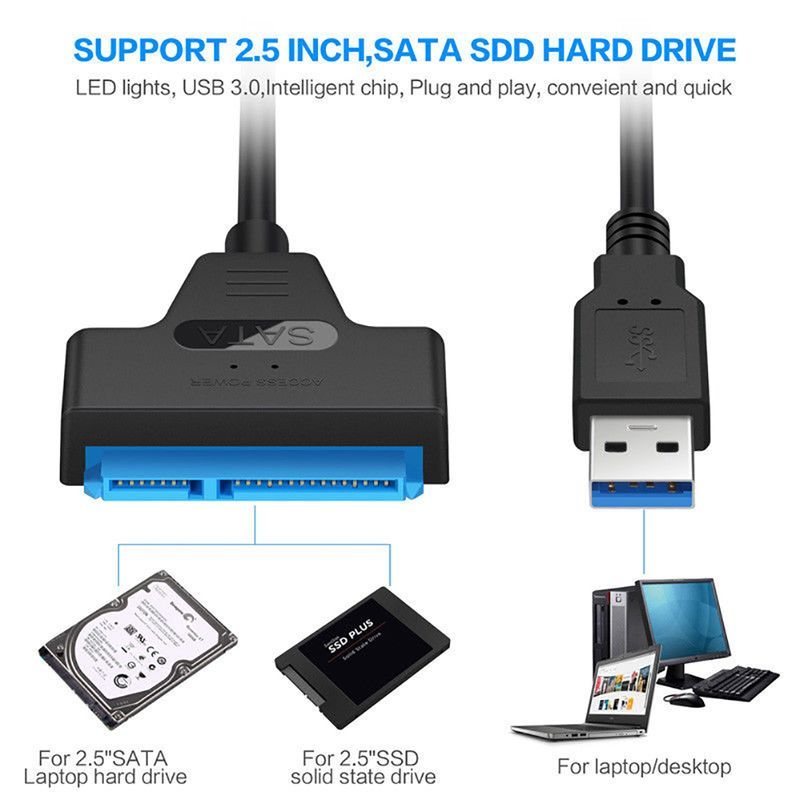 Xinweiqing 22 Pin to USB3.0 2.5 Inches Hard Drive HDD SSD Adapter SATA Converter Cable_voghion.com