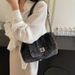 Xiaoxiangfeng denim chain shoulder women's fashionable commuting armpit bag, textured travel handbag_voghion.com