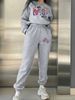 Chic Letter Print Two-Piece Set For Women - Comfy Polyester Crew Neck Sweatshirt & Joggers, Hine Washable_voghion.com