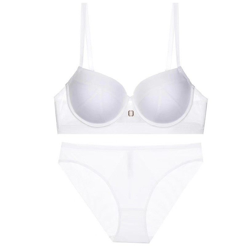 Intimo da donna, intimo sexy senza cuciture, reggiseno a mezza coppa con arricciatura per seno piccolo, anti-cedimento, set di biancheria intima con sollevamento laterale del seno_voghion.com