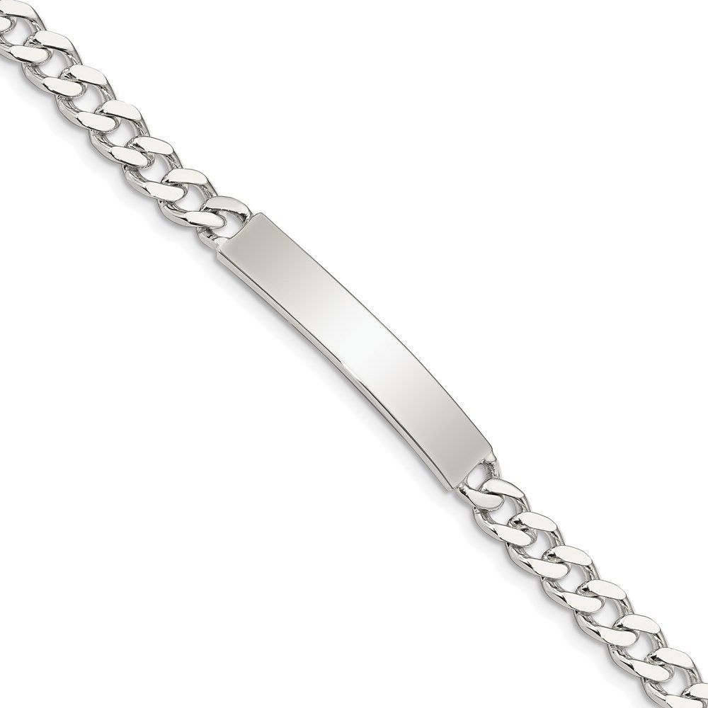 Sterling Silver 8inch Polished Engraveable Curb Link ID Bracelet_voghion.com