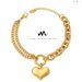European And American Style Design Jewelry Cuban Chain Splicing Chain Heart Bracelet Titanium Steel Gold-plated Non Fading_voghion.com