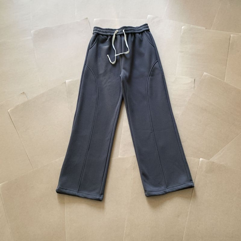 Men's Clothing Autumn And Winter Plus Velvet Soft Waxy Patchwork Deconstruction Straight Wide Leg Autumn And Winter Sweatpants_voghion.com