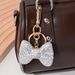 Full Diamond Bowknot Heart Mushroom Keychain For Women Fashion Luxury Bag Car Pendant Small Gift_voghion.com