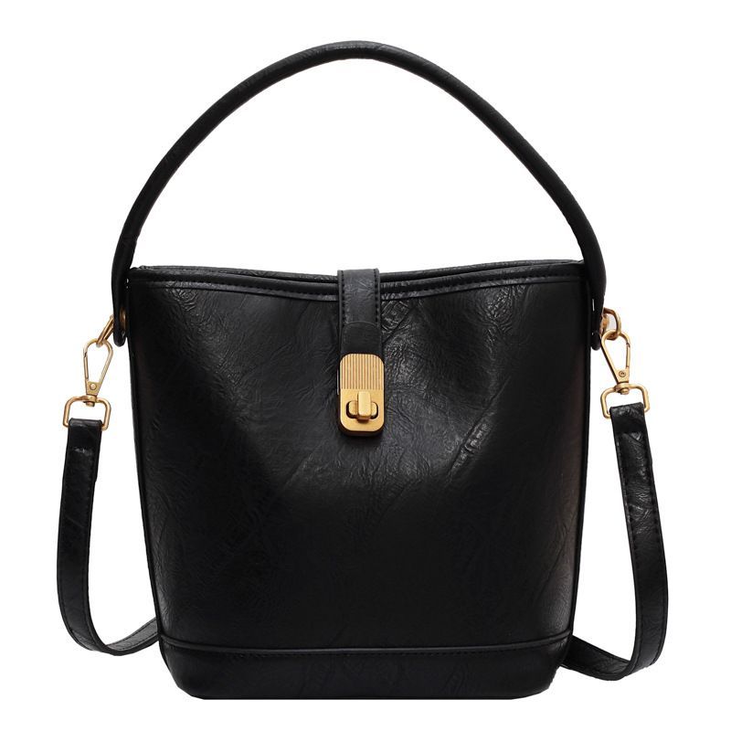 Women's new trendy fashion casual niche tote large capacity single shoulder pu commuter bucket bag_voghion.com
