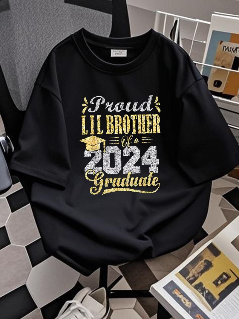 Orgoglioso fratellino di un laureato del 2024, maglietta da laureato, abiti firmati, elasticizzati, comodi, leggermente eleganti, moda estiva_voghion.com