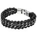 Bracciale da uomo in pelle intrecciata nera, con catena cubana in acciaio inossidabile e argento, stile punk, retrò, vintage, regalo per la festa del papà_voghion.com