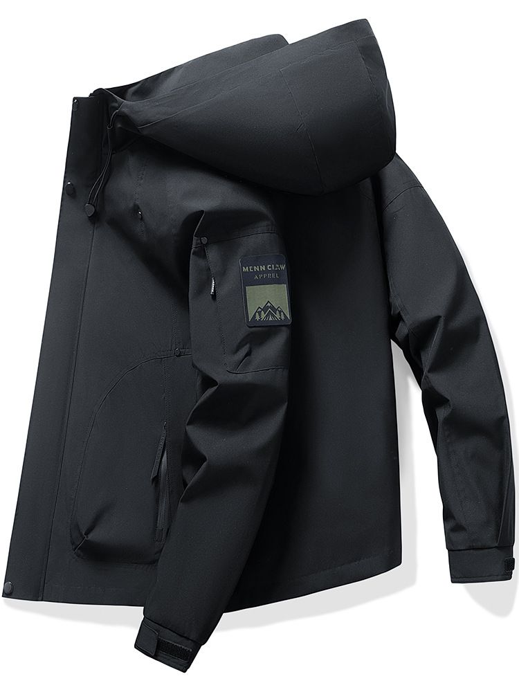 Men's Lightweight Utility Jacket – Waterproof Hooded Windbreaker With Zippered Pockets (M-5XL, Quick-Dry Polyester, Adjustable Drawstrings)_voghion.com