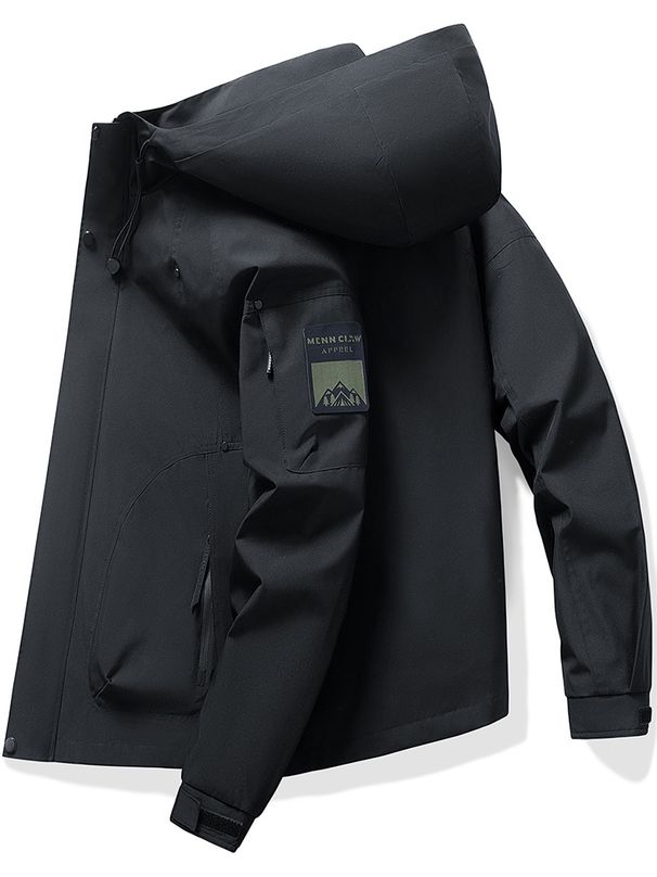 Men's Lightweight Utility Jacket – Waterproof Hooded Windbreaker With Zippered Pockets (M-5XL, Quick-Dry Polyester, Adjustable Drawstrings)_voghion.com