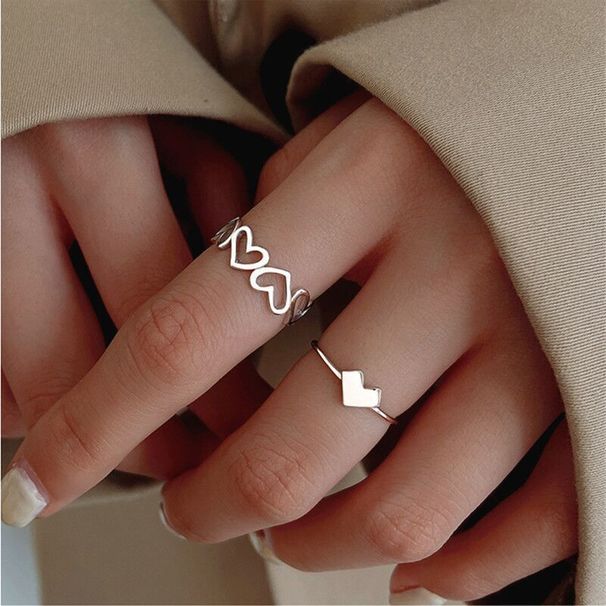 Anello per dito indice con nocca, stile giapponese e coreano, regolabile, aperto, minimalista, a forma di cuore cavo_voghion.com