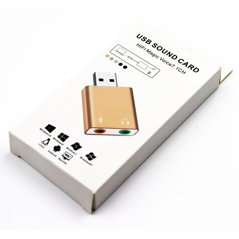 Karta dźwiękowa USB do notebooka, stop aluminium 7.1USB zewnętrzna niezależna karta dźwiękowa, Plug And Play, komputer bez sterowników_voghion.com