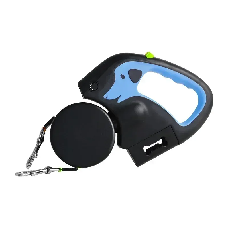 3m Retractable Rotating Pet Leash For 2 Dogs Multifunctional Double Rope Leashes With Flashlight And Poop Bag Box_voghion.com