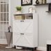 Mobiletto portascarpe in stile rustico con design a porta da fienile, organizer per scarpe con 2 cassetti girevoli, mobiletto portascarpe indipendente stretto con spazio aperto_voghion.com