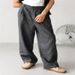 Herrenbekleidung Lockere Jogginghose aus Leinen mit hoher Taille und Falten, atmungsaktive Freizeithose für jeden Tag_voghion.com