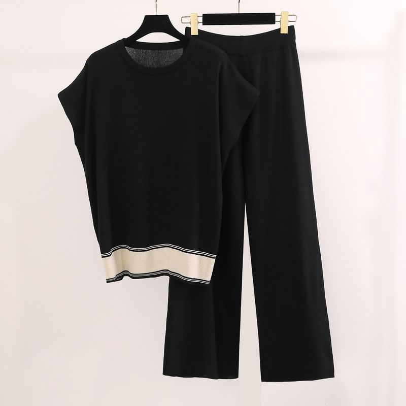  Costumes deux pièces pour femmes, hauts T-shirts amples, pantalons à jambes larges, costumes deux pièces_voghion.com
