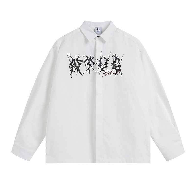 Vêtements pour hommes, marque tendance printemps et automne, style Harajuku, décontracté, imprimé, polyvalent, manches longues, chemise ample pour hommes et femmes_voghion.com