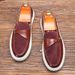 Retro men's loafers metal horse buckle a slip-on white platform casual bean shoes for men_voghion.com
