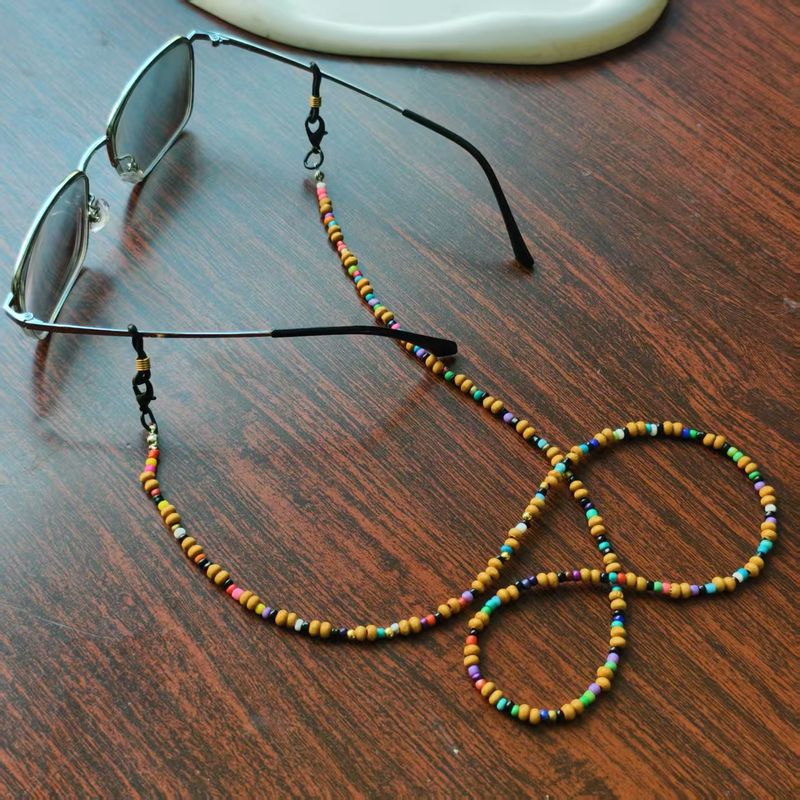 Domestic Fashion Mixed Color With Wooden Beads Multi-Use Glasses Mask Chain Necklace Versatile_voghion.com