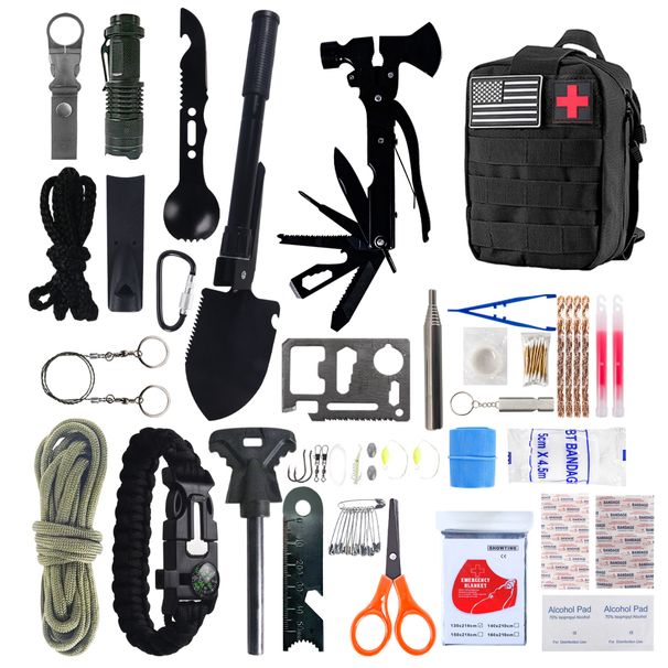 Equipo para exteriores, juego de herramientas para acampar, kit de rescate de emergencia, suministros multifuncionales de supervivencia al aire libre_voghion.com