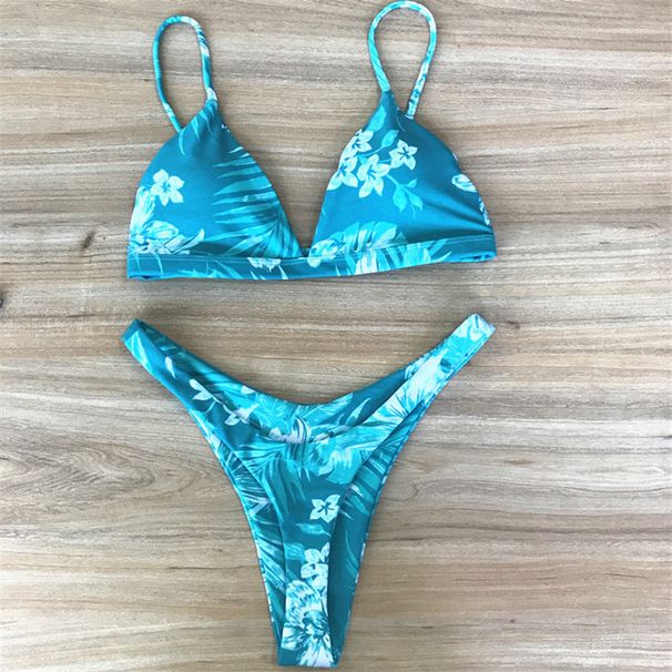 Maillot de bain dos nu imprimé bikini fendu pour femme bikini noir_voghion.com