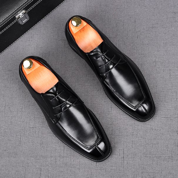 Business Formal Wear Leather Hidden Heel Groom's Wedding Suit White Men's Square Toe Derby Shoes Summer_voghion.com