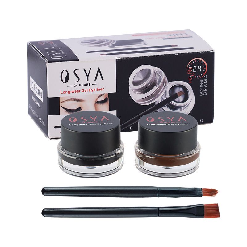 Set zachte eyelinerkwasten, waterdicht, duurzaam, vlekt niet, zwartbruin_voghion.com