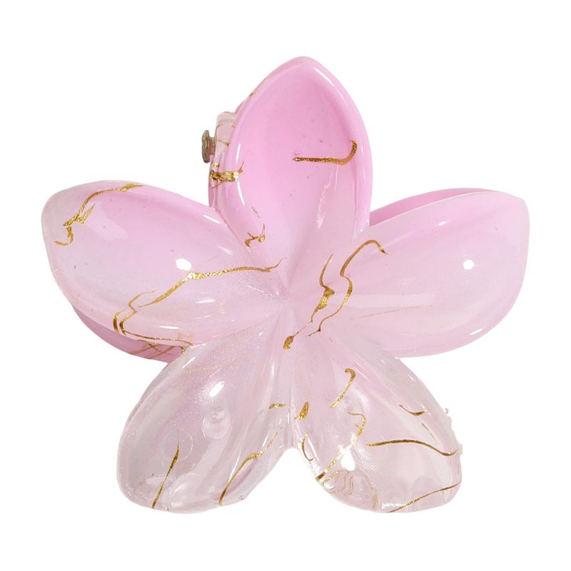 Luxury Gold Wire Drawing Plumeria Claw Clip - Small Size Bauhinia Hairpin For Braiding & Baby Hair - Premium Gold Strand Hair Accessory_voghion.com