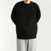 Minimalist Oversized Crewneck Sweater – Wrinkle-Resistant Polyester Blend, Unisex Fit For Layering (Black/White, M-XXL)_voghion.com
