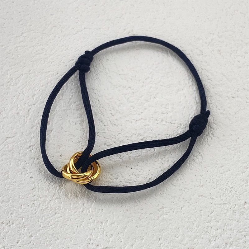 Lucky Red Rope, Gold, High-end Seamless Three Ring Couple Bracelet, Fashionable Accessory_voghion.com