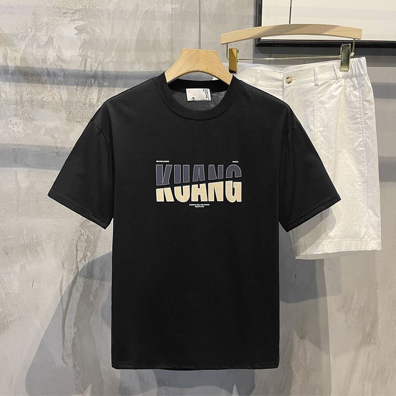 Männerkleeder Summer nei bequem atmungsaktiv Männer Kotteng Ronn Hals Kuerzärm T-Shirt Stil einfach Casual All Match grouss Gréissten Tops_voghion.com