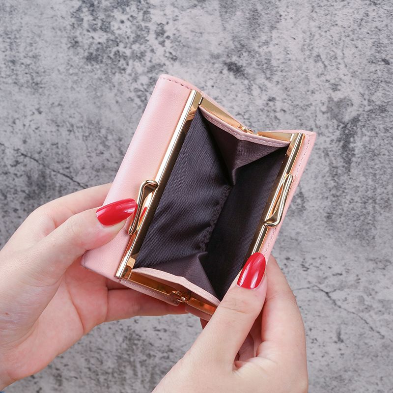 New Wallet Women's Short Women's Simple Buckle Coin Pocket Card Holder Multifunctional Wallet Fresh_voghion.com